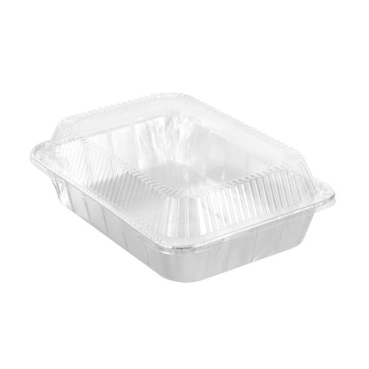 FOIL TRAY W/ PLASTIC LID 3PK 37X27X7CM