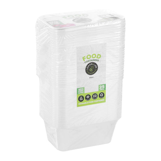 REUSABLE FOOD CONTAINER RECT 300ML VALUE 25PK