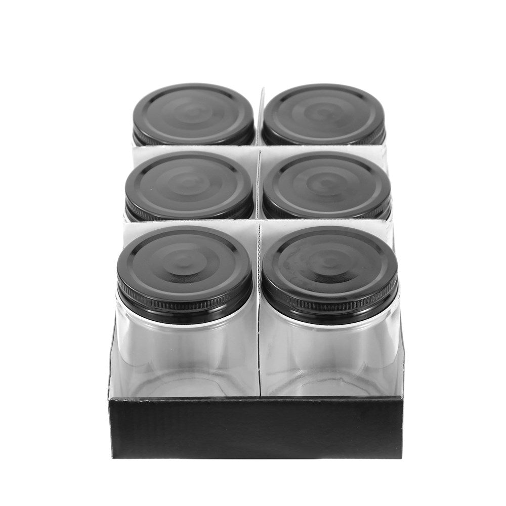 CAPRI GLASS PRESERVE JAR 300ML 6PK BLACK LID