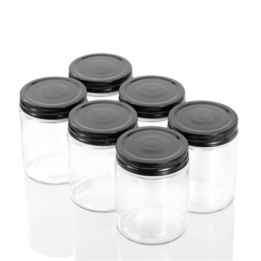 CAPRI GLASS PRESERVE JAR 300ML 6PK BLACK LID
