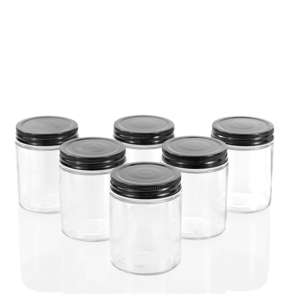 CAPRI GLASS PRESERVE JAR 300ML 6PK BLACK LID