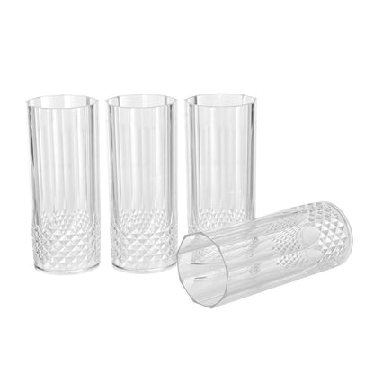 CRYSTAL DECO TALL TUMBLER 4PK 390ML