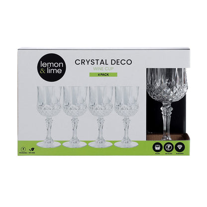 CRYSTAL DECO WINE CUP 4PK 220ML