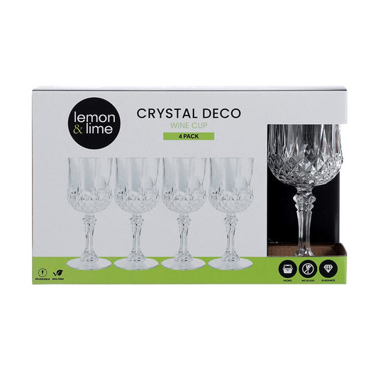 CRYSTAL DECO WINE CUP 4PK 220ML