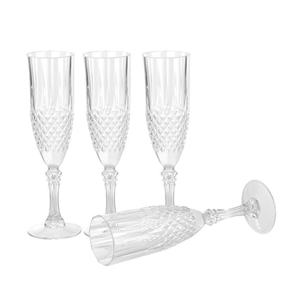CRYSTAL DECO CHAMPAGNE FLUTE 4PK 230ML