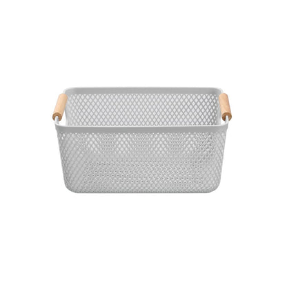 MESH PLASTIC BASKET WOOD HANDLE 4.5L 26.5X18X12CM 3 ASSTD