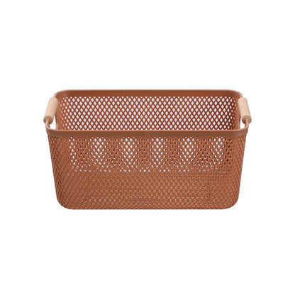 MESH PLASTIC BASKET WOOD HANDLE 7.5L 31X20X14CM 3 ASSTD
