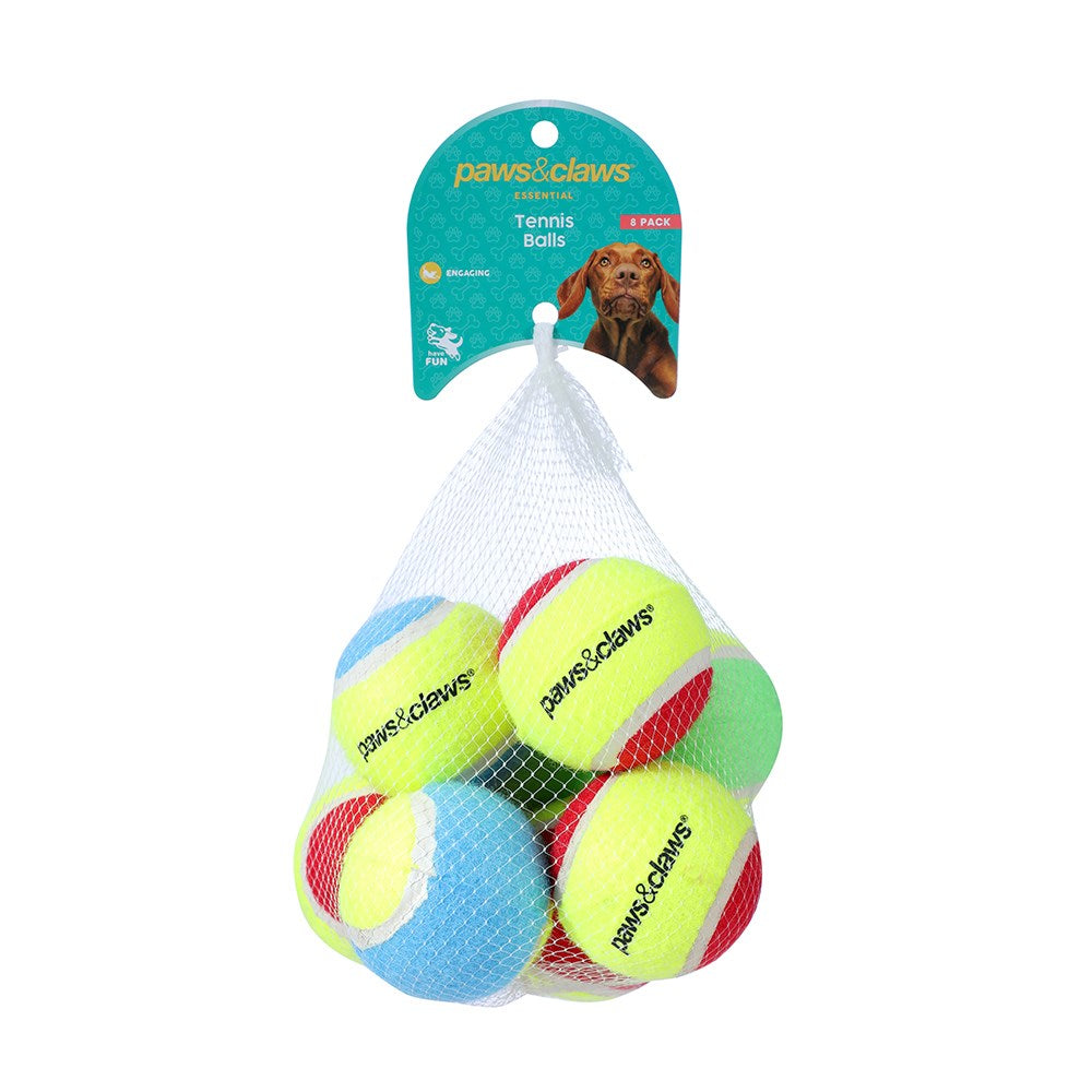TENNIS BALLS 8PK 6CM ASST COLOURS 2-TONE