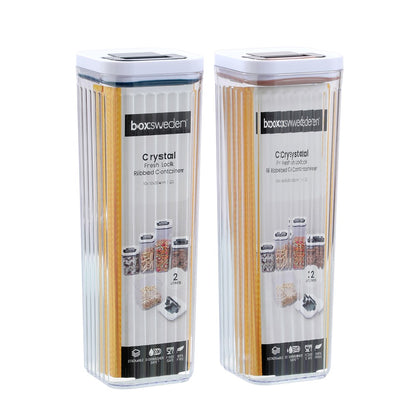 CRYSTAL RIBBED FRESH LOCK CONTAINER 2L 10X10X30CM 2 ASSTD