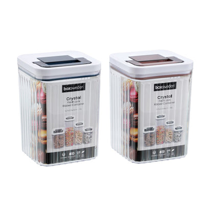 CRYSTAL RIBBED FRESH LOCK CONTAINER 1.9L 12.6X12.6X18CM 2 ASSTD