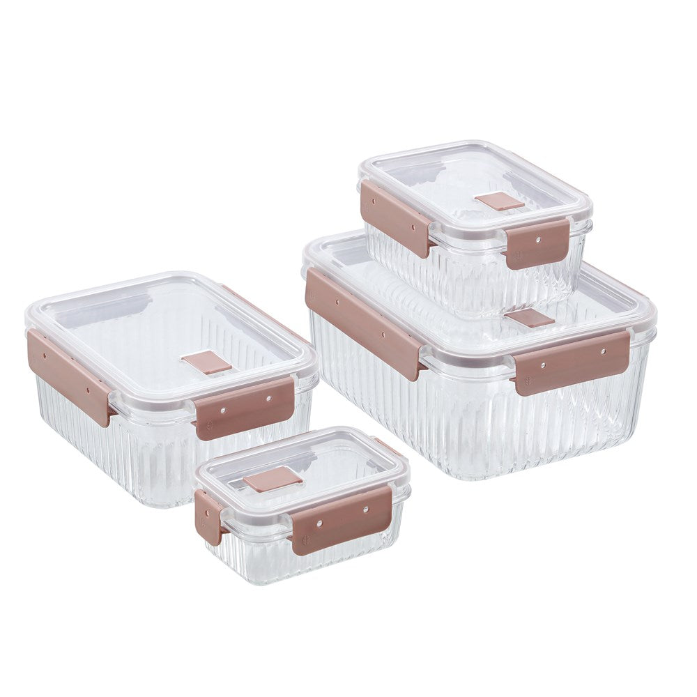 CRYSTAL RIBBED FOOD CONTAINER 360ML 2 ASSTD 14.3X10X6.2CM