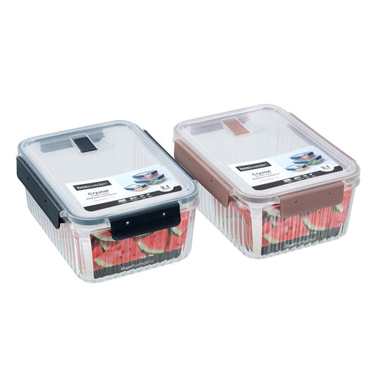 CRYSTAL RIBBED FOOD CONTAINER 3.1L 2 ASSTD 25.1X18.6X11CM