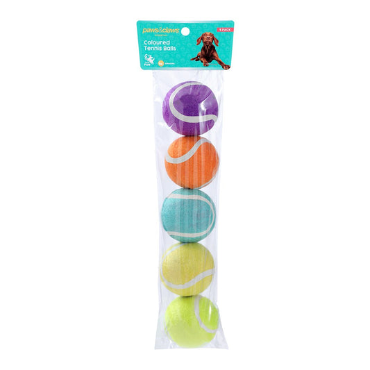 TENNIS BALLS 5PK 6CM ASSTD COLOURS SOLID