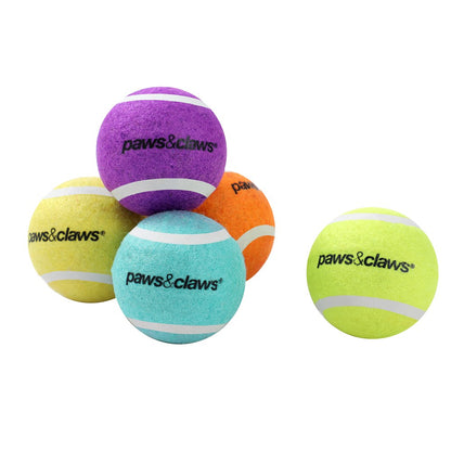 TENNIS BALLS 5PK 6CM ASSTD COLOURS SOLID