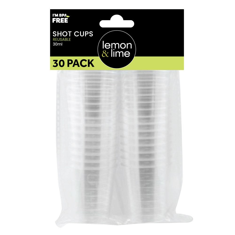 REUSABLE SHOT CUPS 30PK 30ML CLEAR