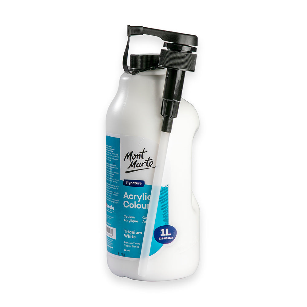 Acrylic Colour Signature 1L Bottle with Pump - Titanium White