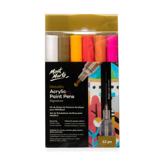 Metallic Acrylic Paint Pens Broad Tip Signature 12pc