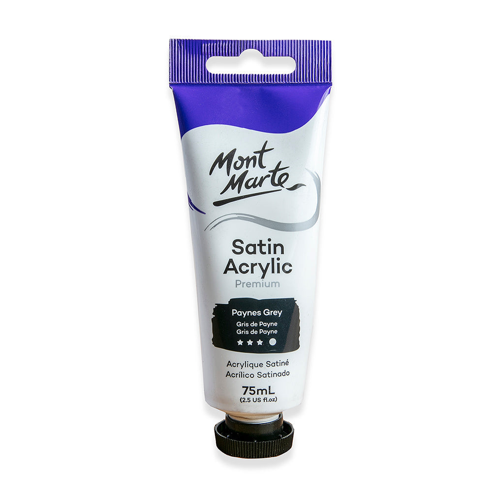 Satin Acrylic Paint Premium 75ml Tube - Paynes Grey