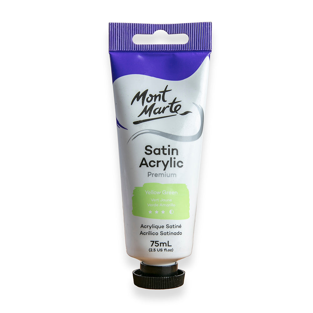 Satin Acrylic Paint Premium 75ml Tube - Yellow Green