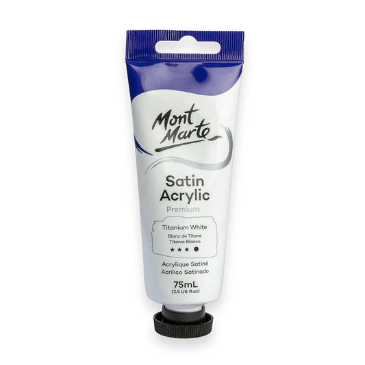 Satin Acrylic Paint Premium 75ml Tube - Titanium White