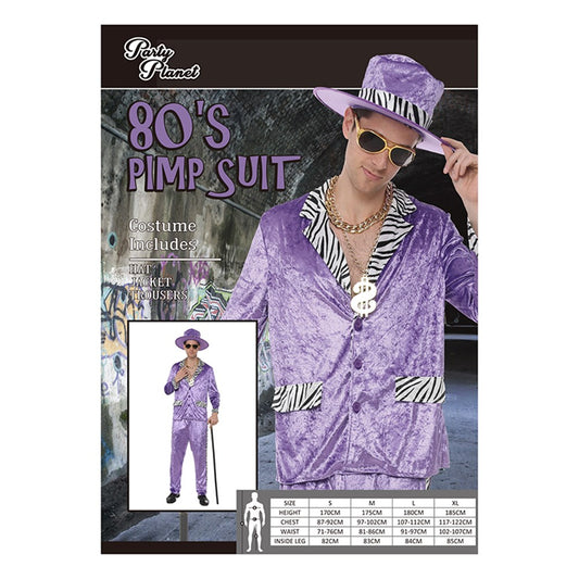 80'S PIMP SUIT PURPLE-LRG INCLUDING HAT, JACKET, TROUSERS