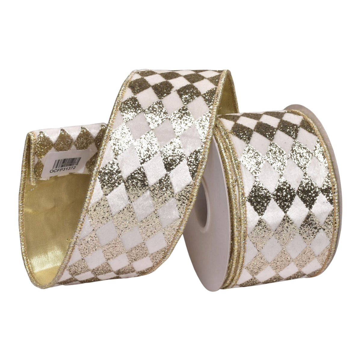 64mm White Velvet Gold Glitter