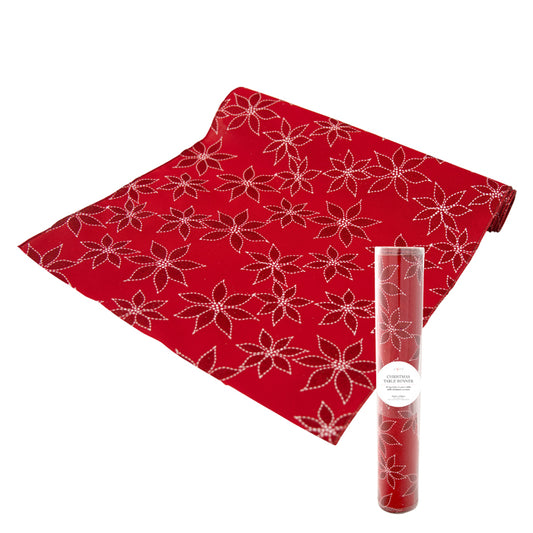 TABLERUNNER POLY 2M X 35CM RED WHITE