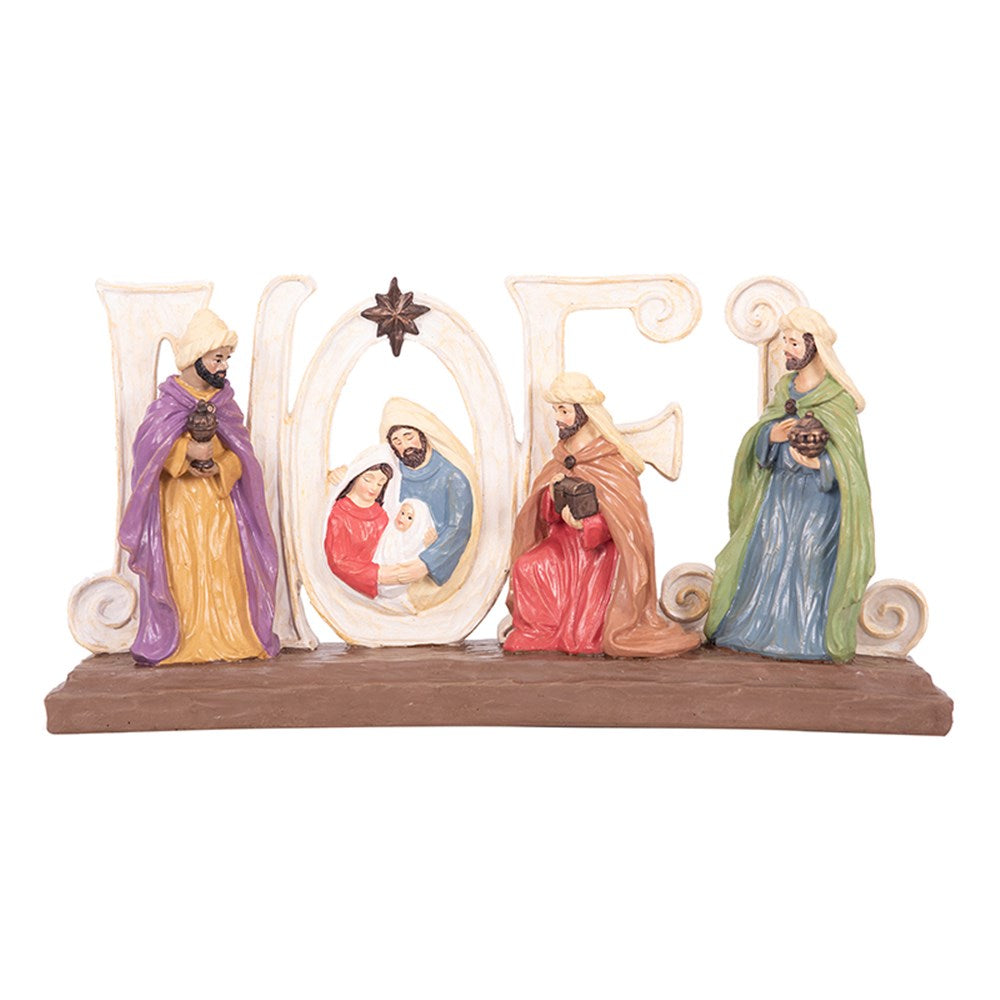 PLOYRESIN NOEL SIGN W/NATIVITY
