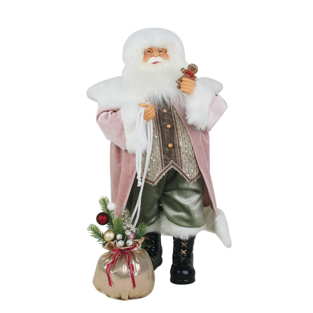 60CM PINK & SAGE SANTA CLAUS