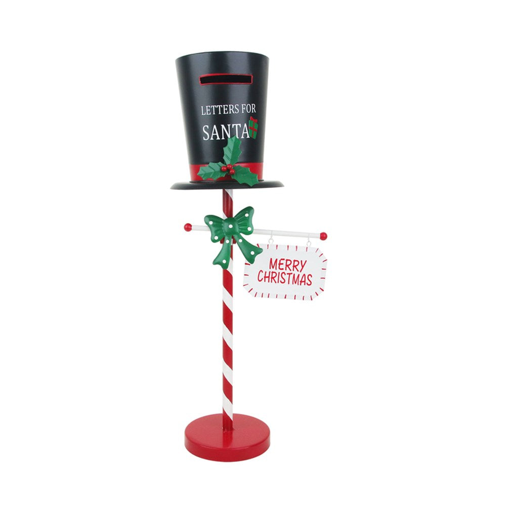 24X18X60CM METAL SNOWMAN HAT POST BOX