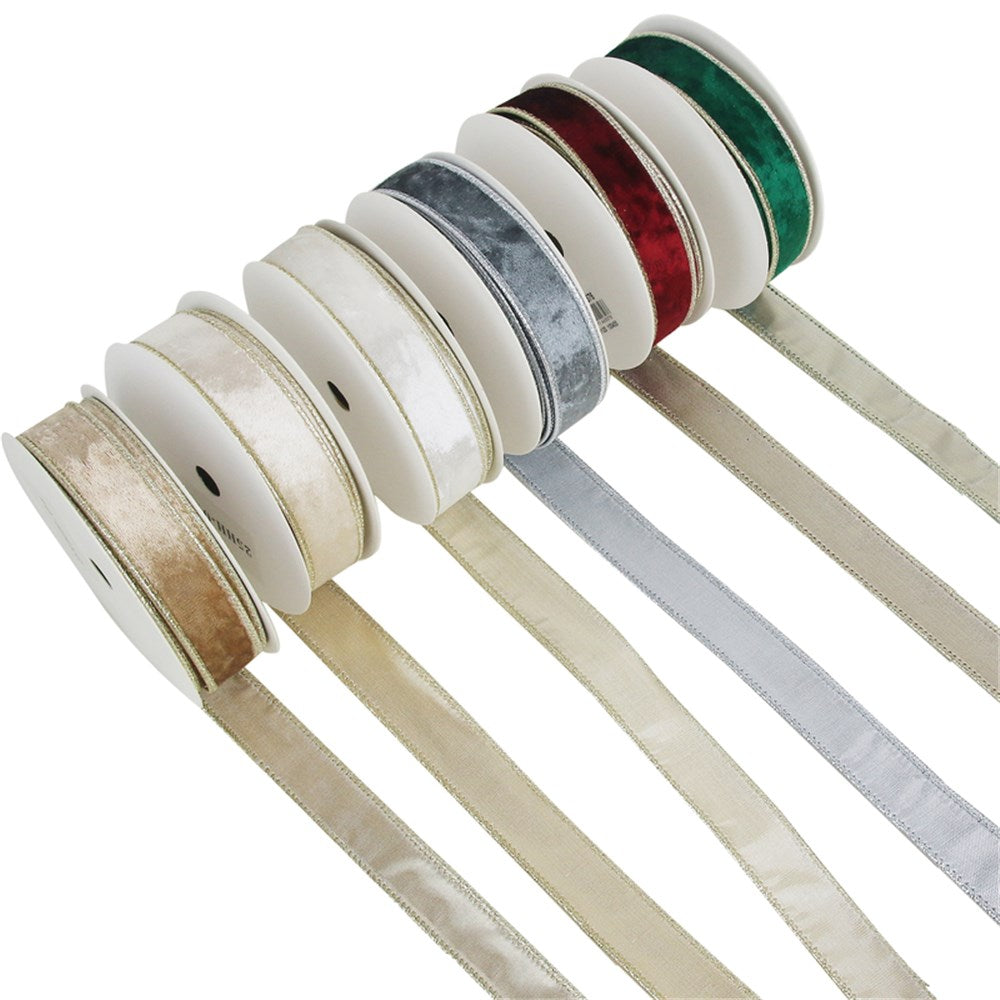 6A 2.5CM X 5M VELVET WIRE EDGE RIBBON