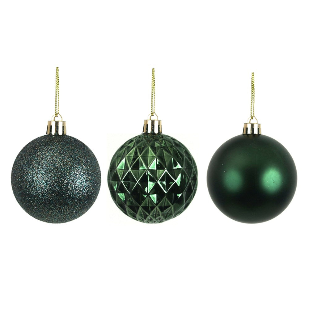 8PK 6CM LOTUS LEAF GREEN SHATTERPROOF BAUBLES IN PVC TUBE & BLACK PDQ
