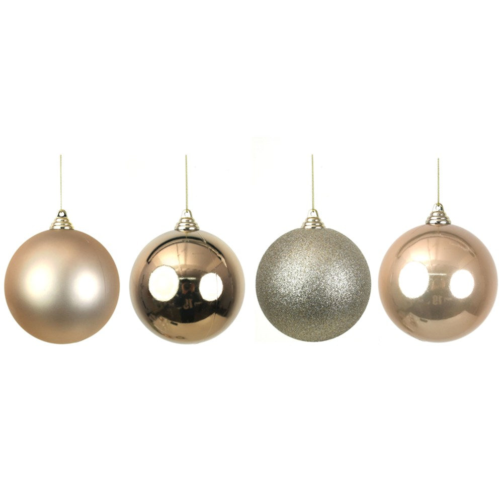 4A 12CM LIGHT CHAMPAGNE BAUBLES IN BLACK PDQ