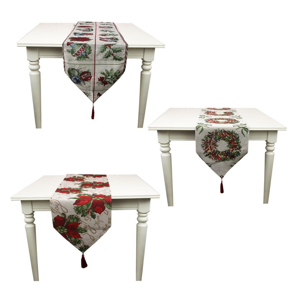 3A 33X180CM CHRISTMAS TAPERSTRY TABLE RUNNERS