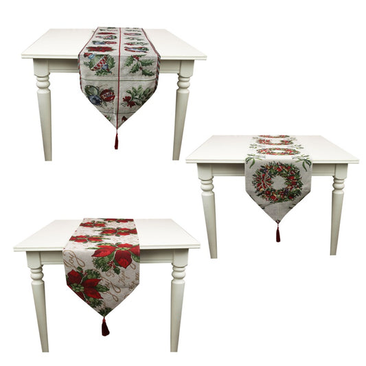 3A 33X180CM CHRISTMAS TAPERSTRY TABLE RUNNERS