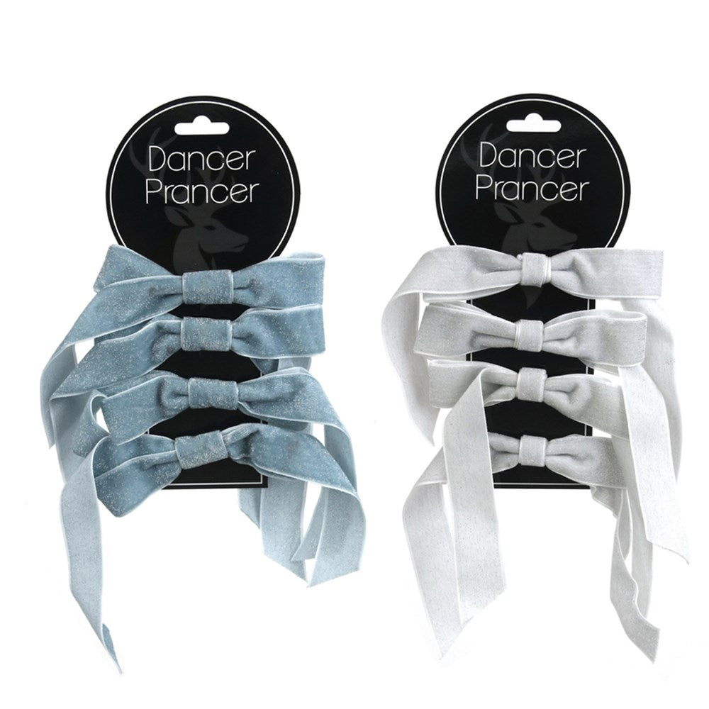 2A 4PK 12X16CM VELVET BOW LIGHT GREY, SKY BLUE