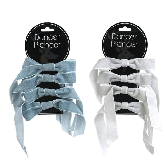 2A 4PK 12X16CM VELVET BOW LIGHT GREY, SKY BLUE