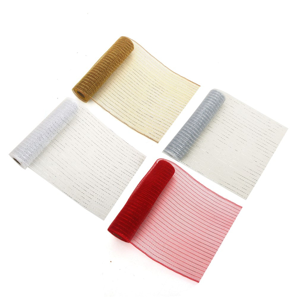4A 26CM X 5M DECO MESH WHITE, SILVER, RED, GOLD