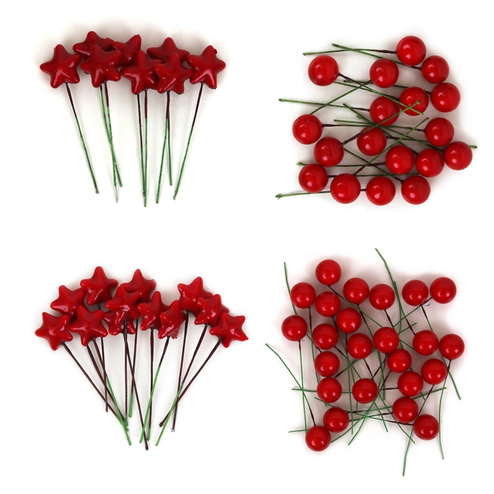 4A RED DECO PICKS 24PK 1.5CM, 18PK 2CM, 8PK 2.5CM, 12PK 2CM