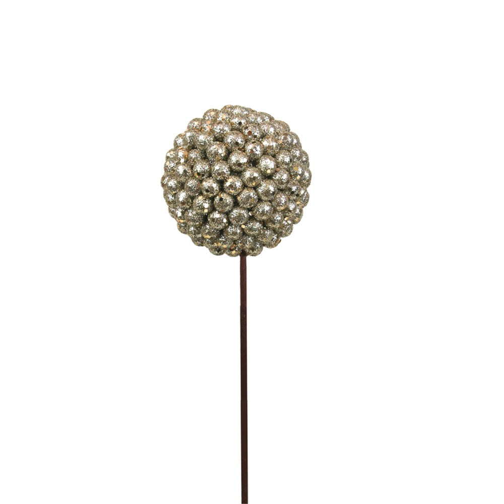 10CM CHAMPAGNE GLITTER BALL PICK
