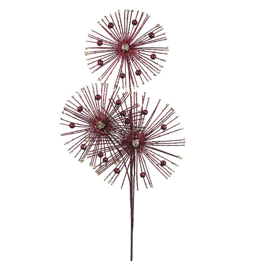 76CM STARBURST PLUM PINK GLITTER STEM