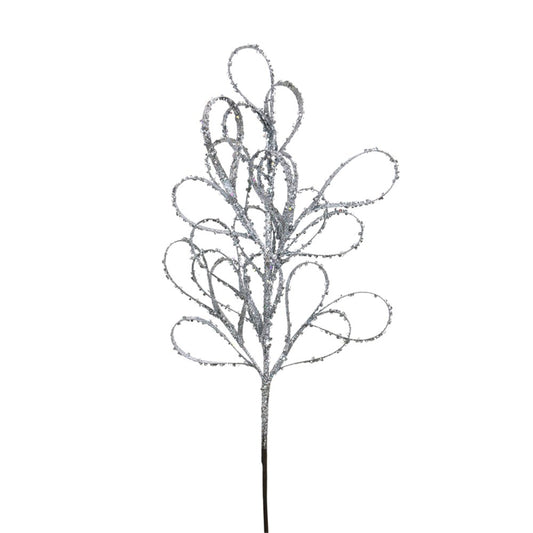 61CM SILVER GLITTER LOOP STEM