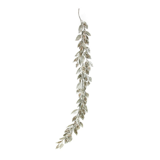 150CM CHAMPAGNE GLITTER LEAF GARLAND