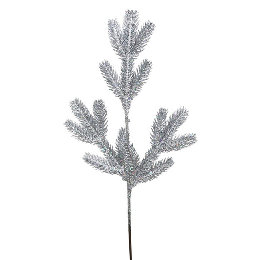 63CM SILVER GLITTER FERN