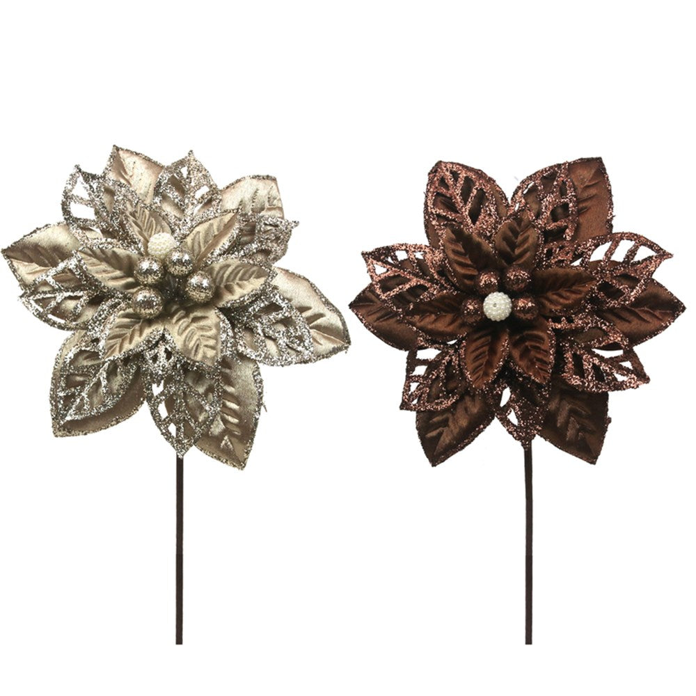 2A 18CM BRONZE & CHESTNUT POINSETTIA