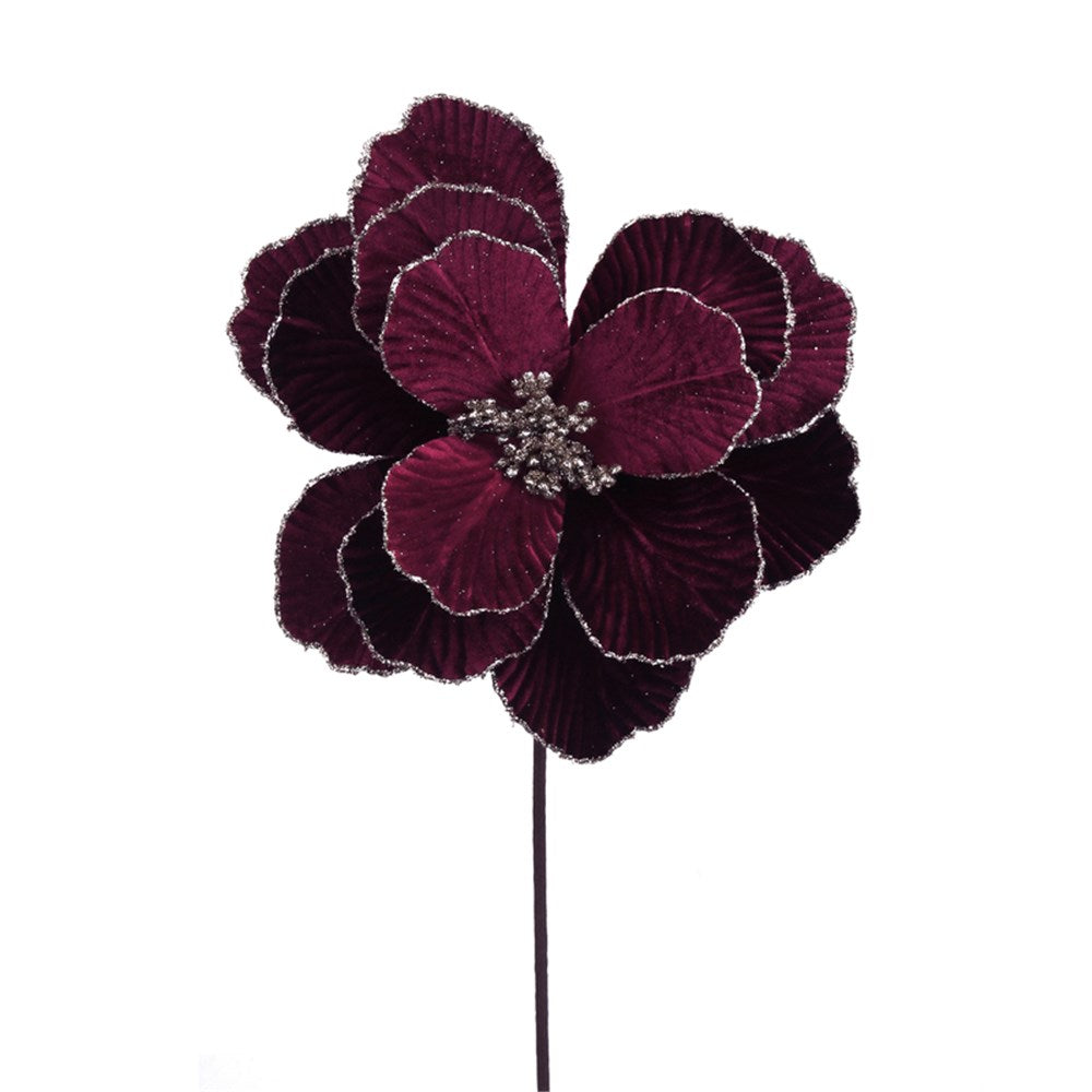 23CM PLUM VELVET MAGNOLIA 50CM STEM