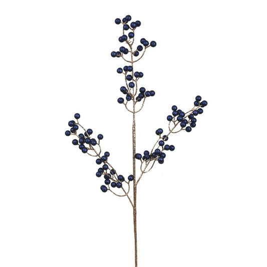 74CM MIDNIGHT BLUE & ROSE GOLD BERRY STEM