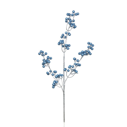 74CM BLUE DENIM GLITTER BERRY STEM