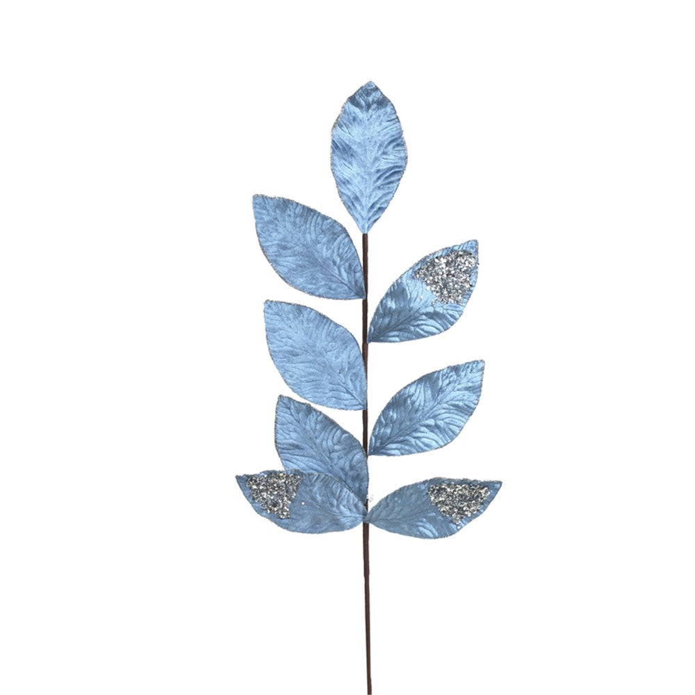75CM CERULEAN BLUE VELVET LEAF STEM