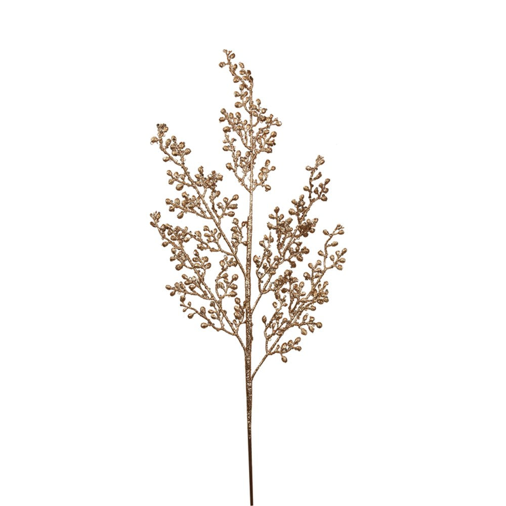 81CM ROSE GOLD GLITTER FOILAGE STEM